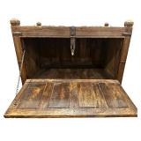 Antique Indian Carved Wood Dowry Chest