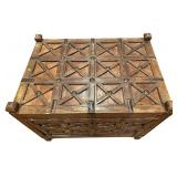 Antique Indian Carved Wood Dowry Chest