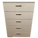 Felicity 5-Drawer Bedroom Chest, White High-Gloss Finish