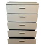Felicity 5-Drawer Bedroom Chest, White High-Gloss Finish