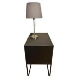 IKEA VIKHAMMER Nightstand*, Black; with Lamp