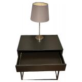 IKEA VIKHAMMER Nightstand*, Black; with Lamp