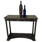 Bombay Company Neoclassical Empire Style Mahogany Marble Top Console Table with Decor Vase/Bottle