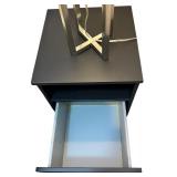 IKEA BRIMNES Nightstands in Black with Frost Glass and Matching Lamps, Qty 2
