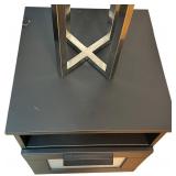 IKEA BRIMNES Nightstands in Black with Frost Glass and Matching Lamps, Qty 2