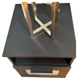 IKEA BRIMNES Nightstands in Black with Frost Glass and Matching Lamps, Qty 2