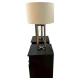 IKEA BRIMNES Nightstands in Black with Frost Glass and Matching Lamps, Qty 2