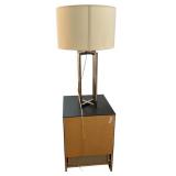 IKEA BRIMNES Nightstands in Black with Frost Glass and Matching Lamps, Qty 2
