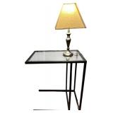 Glass C-Table with Lamp