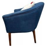 Navy Chunky Textured Accent Chair with Throw Pillow