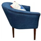 Navy Chunky Textured Accent Chair with Throw Pillow