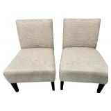 Armless Accent Chair (2) with Rubber Wood Legs and Throw Pillows (3)