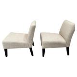 Armless Accent Chair (2) with Rubber Wood Legs and Throw Pillows (3)