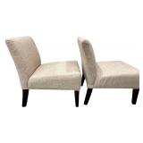 Armless Accent Chair (2) with Rubber Wood Legs and Throw Pillows (3)
