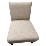 Armless Accent Chair (2) with Rubber Wood Legs and Throw Pillows (3)