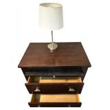 Nightstand-2-Drawers With Pull-Out Shelf and Lamp