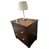 Nightstand-2-Drawers With Pull-Out Shelf and Lamp