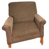 Oversized Upholstered Lounge Chairs, Brown, Qty 2 (?Ethan Allen flare arm chairs featuring textured brown upholstery and tapered wood legs)