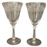 Fostoria Laurel pattern Crystal Water Goblets- Small - Qty 4 | 7.5" tall, 3.5"D