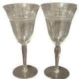 Fostoria Laurel pattern Crystal Water Goblets- Small - Qty 4 | 7.5" tall, 3.5"D