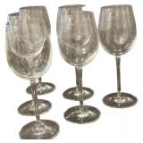 Lucca Etched Glass Crystal Stemmed Wine Glasses - Small - Qty 6 | 8.25" tall, 2.5"D