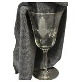 Vintage Etched Floral Wine Glasses - Medium - Qty 2 | 6 5/8" tall, 3.5"D