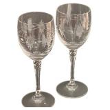 Vintage Princess House Heritage Crystal Wine Glasses - Tall/Thin Qty 2 | 7.25" tall, 2.5"D