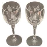 Vintage Princess House Heritage Crystal Wine Glasses - Tall/Thin Qty 2 | 7.25" tall, 2.5"D