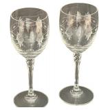 Vintage Princess House Heritage Crystal Wine Glasses - Tall/Thin Qty 2 | 7.25" tall, 2.5"D