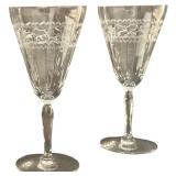 Vintage Fostoria "Washington/Eileen" Etched Crystal Water Goblets - Tall - Qty 2 | 7.5" tall, 3.5"D