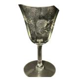 Vintage Ransgil Ransom Rose pattern Water Goblets - Medium/Wide Mouth- Qty 2 | 6 3/4" tall, 3.75"D