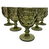 Green Thumbprint Water Glasses- Qty 6 | 5 5/8" tall, 3 1/8"D | TRAY A