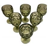 Green Thumbprint Water Glasses- Qty 6 | 5 5/8" tall, 3 1/8"D | TRAY A