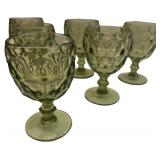 Green Thumbprint Water Glasses- Qty 6 | 5 5/8" tall, 3 1/8"D | TRAY A