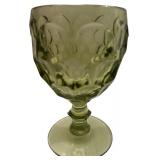 Green Thumbprint Water Glasses- Qty 6 | 5 5/8" tall, 3 1/8"D | TRAY A