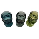 Mixed Water Goblets, Teal/Grey/Green - Qty 3 - 5 5/8"T, 2 7/8"D | Tray B