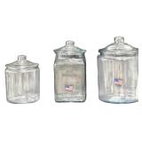 Anchor Hocking Heritage Hill Clear Glass Canister Jars - Qty 3