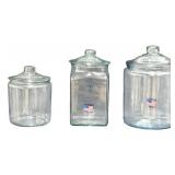 Anchor Hocking Heritage Hill Clear Glass Canister Jars - Qty 3