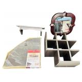 Espresso Brown Shelving Bundle - Unique Shelves | Mirror | Corner Shelf