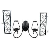 Home Decor Black Metal Scrolled Wall Sconces with Tealight Holders Bundle