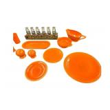 Vintage Mixed FIESTA Dishware Bundle - Qty 16 Pcs | Orange with Spice Rack