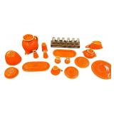 Vintage Mixed FIESTA Dishware Bundle - Qty 16 Pcs | Orange with Spice Rack