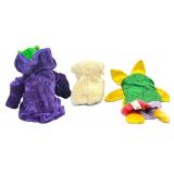 Vintage Puppet Bundle - Qty 3 | 1986 Jack W Tweeg Plush Hand Puppet Teddy Ruxpin 18”  | Russ Berrie Snuggle Fabric Softener Mascot Bear |  "Anything The Other" Reversible Flower Hand Puppet