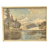 Vintage Framed Print of "Bow River Falls" by listed artist Frederick D. Ogden