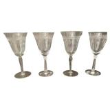 Fostoria Laurel pattern Crystal Water Goblets - Small - Qty 4 | 7.5" tall, 3.5"D