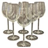 Lucca Etched Glass Crystal Stemmed Wine Glasses - Small - Qty 6 | 8.25" tall, 2.5"D