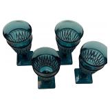 Mount Vernon Blue Water Goblets- Qty 5 | 5 1/2" Tall, 3 1/2" D | TRAY C