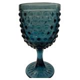 Teal Blue Hobnail Glass Goblets RARE- Qty 2 | 6 1/2" Tall, 3 3/8" D | TRAY D