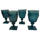 Mount Vernon Blue Water Goblets- Qty 5 | 5 1/2" Tall, 3 1/2" D | TRAY C