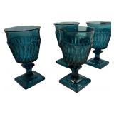Mount Vernon Blue Water Goblets- Qty 5 | 5 1/2" Tall, 3 1/2" D | TRAY C